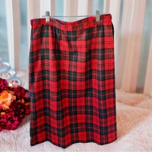 Pendleton Skirt Vintage Red Tartan Plaid Lined